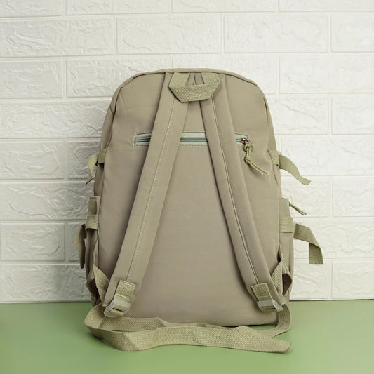 Large Capacity Korean Style Backpack with Teddy Bear - See Green