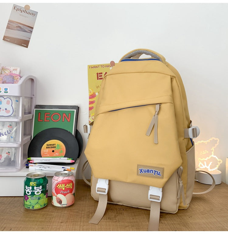 Color Block Large Capacity Schoolbags and Backpack