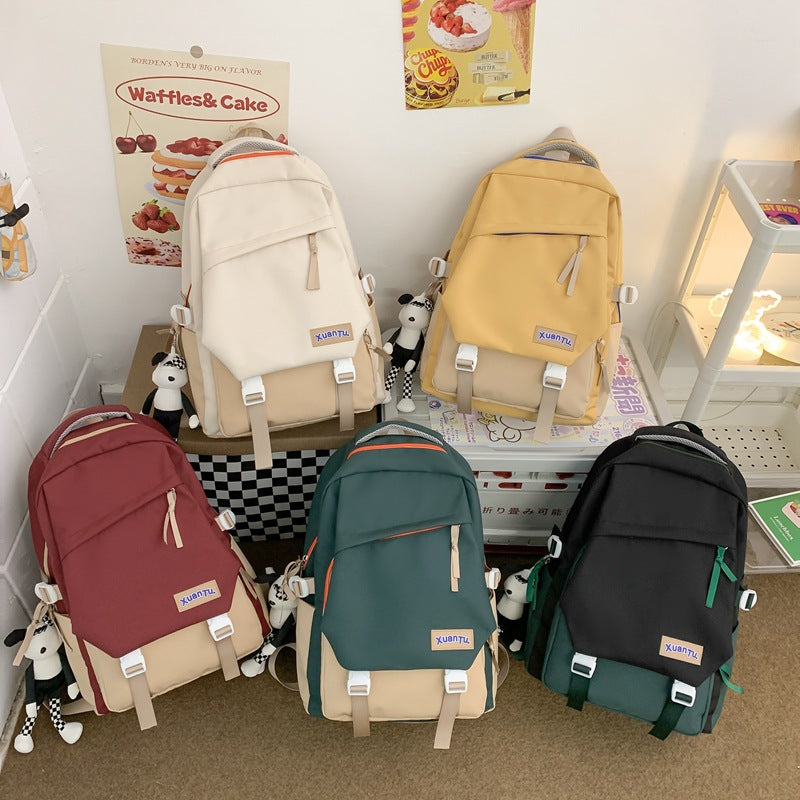 Color Block Large Capacity Schoolbags and Backpack