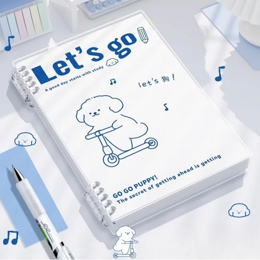 Let’s Go Puppy Transparent Spiral Notebook Cover