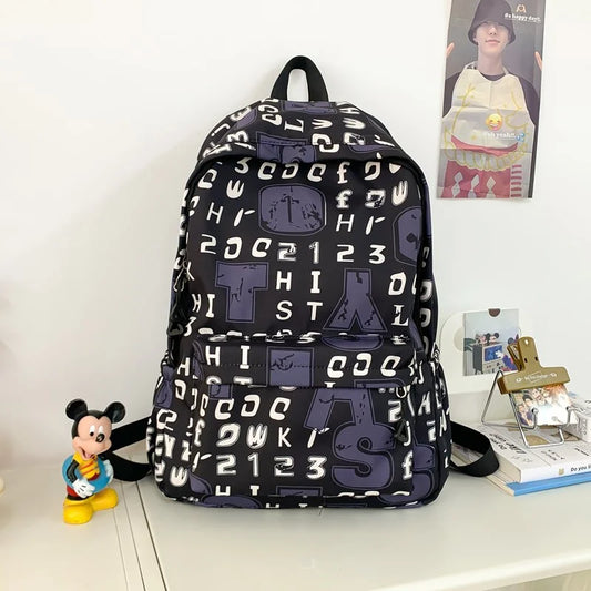 Gothic Letter Print Canvas Bag