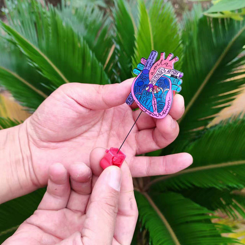Medical Theme ID Badge with Heart Anatomy Card Holder