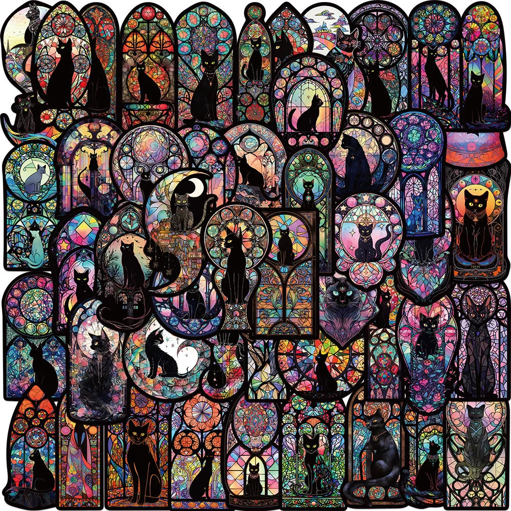 Gothic Dark Cat Stickers Pack