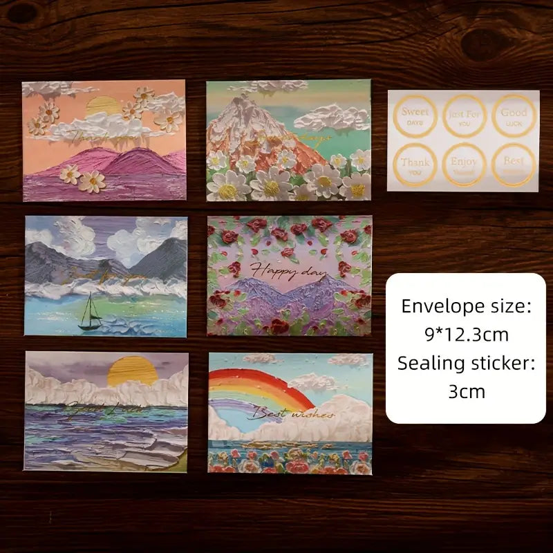 Mini Oil Painting Theme Foil Stamping Series Envelope Set