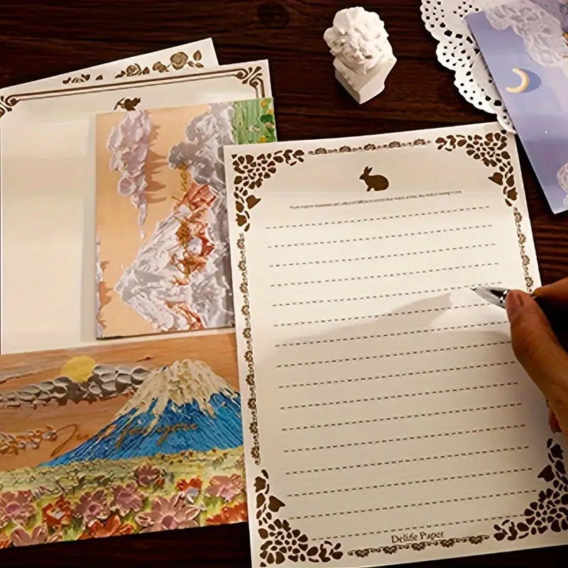 Mini Oil Painting Theme Foil Stamping Series Envelope Set