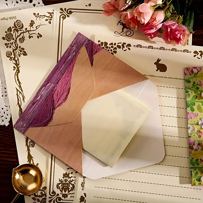 Mini Oil Painting Theme Foil Stamping Series Envelope Set