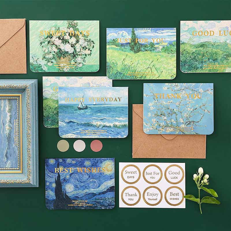Mini Oil Painting Theme Foil Stamping Series Envelope Set