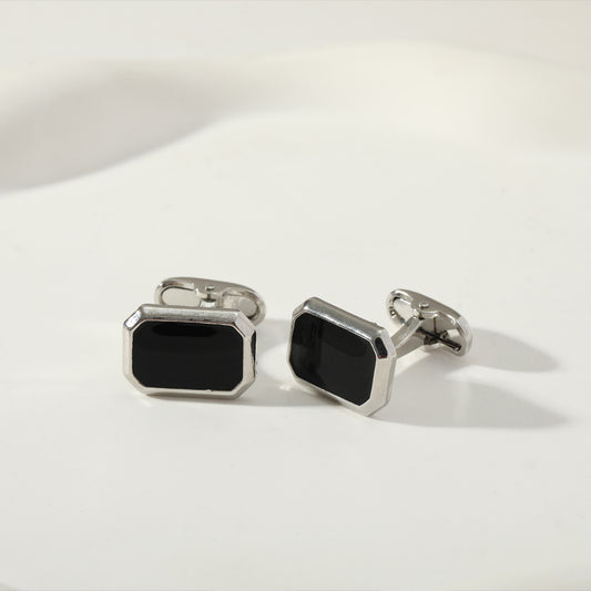 Minimalist Black Rectangle Cufflinks