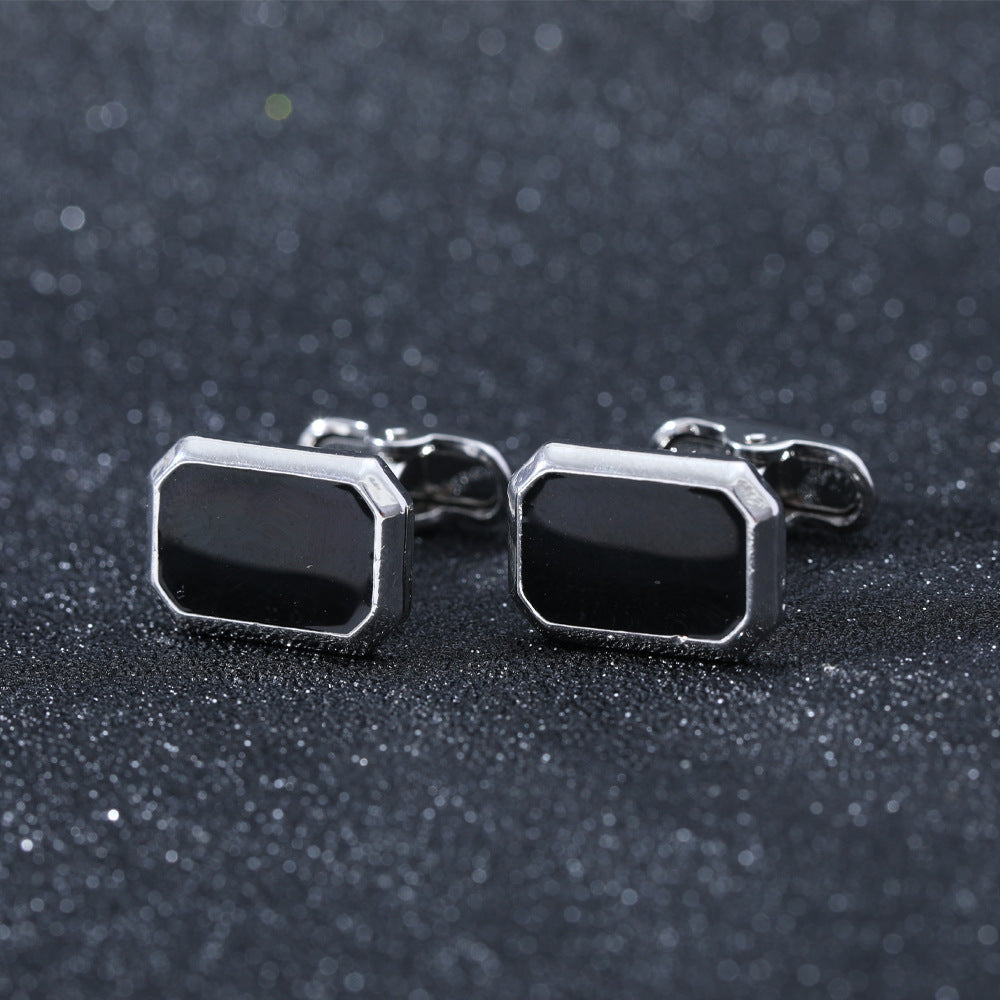 Minimalist Black Rectangle Cufflinks