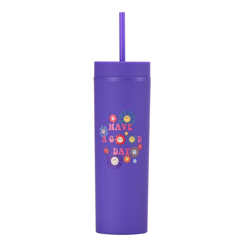 New Printed Plastic Cup with Straw