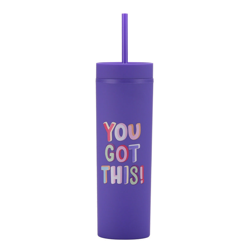 New Printed Plastic Cup with Straw