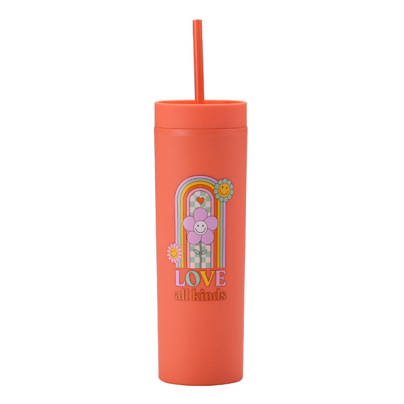 New Printed Plastic Cup with Straw