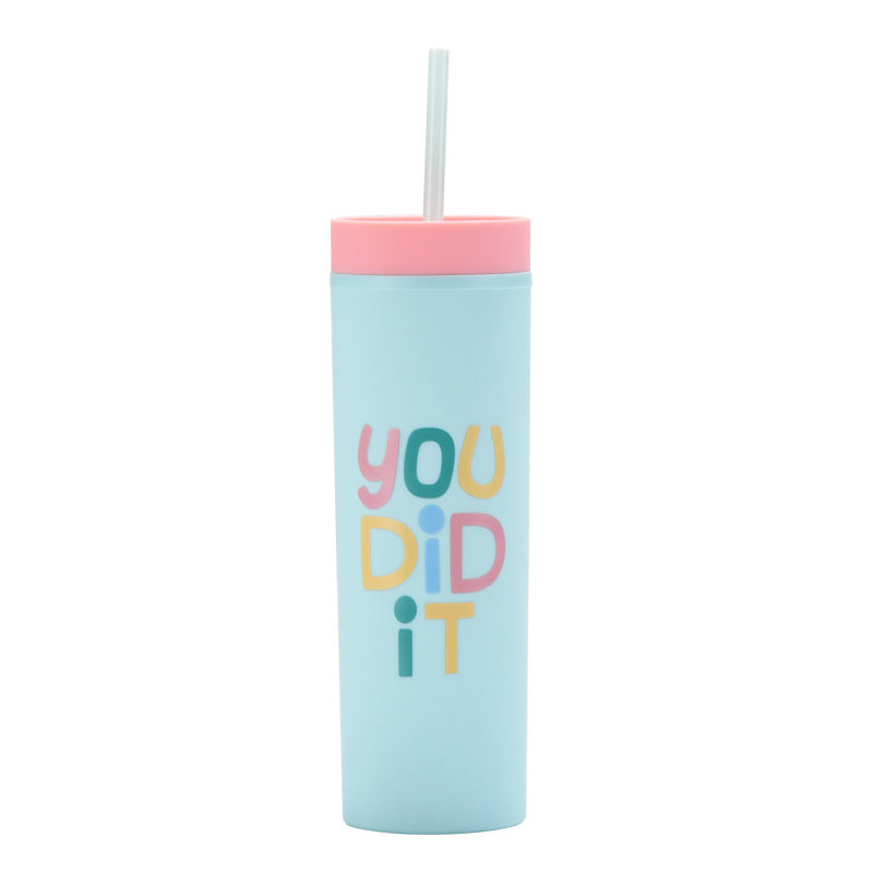 New Printed Plastic Cup with Straw