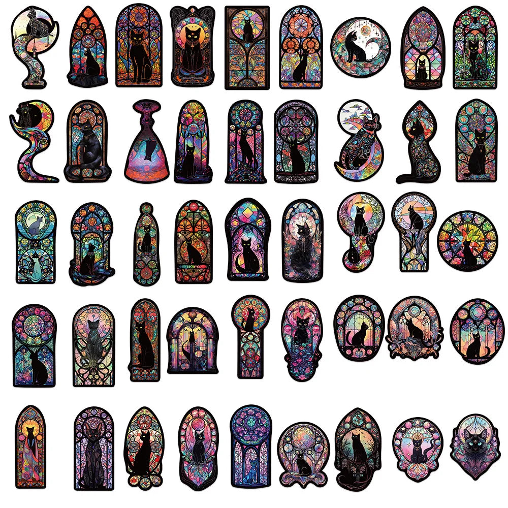 Gothic Dark Cat Stickers Pack