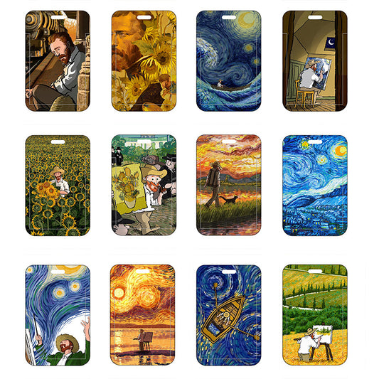 Van Gogh Oil Panting Series Card Holder With Neck Strap