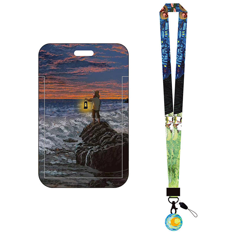 Van Gogh Oil Panting Series Card Holder With Neck Strap