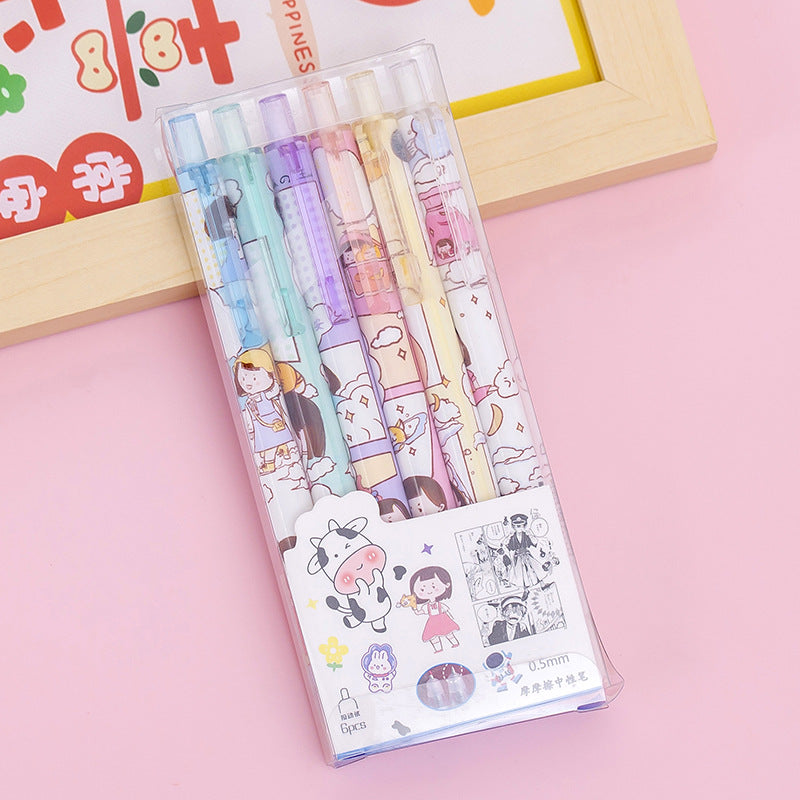 Cute Japanese Anime Printed Erasable Gel Pen-Set of 6