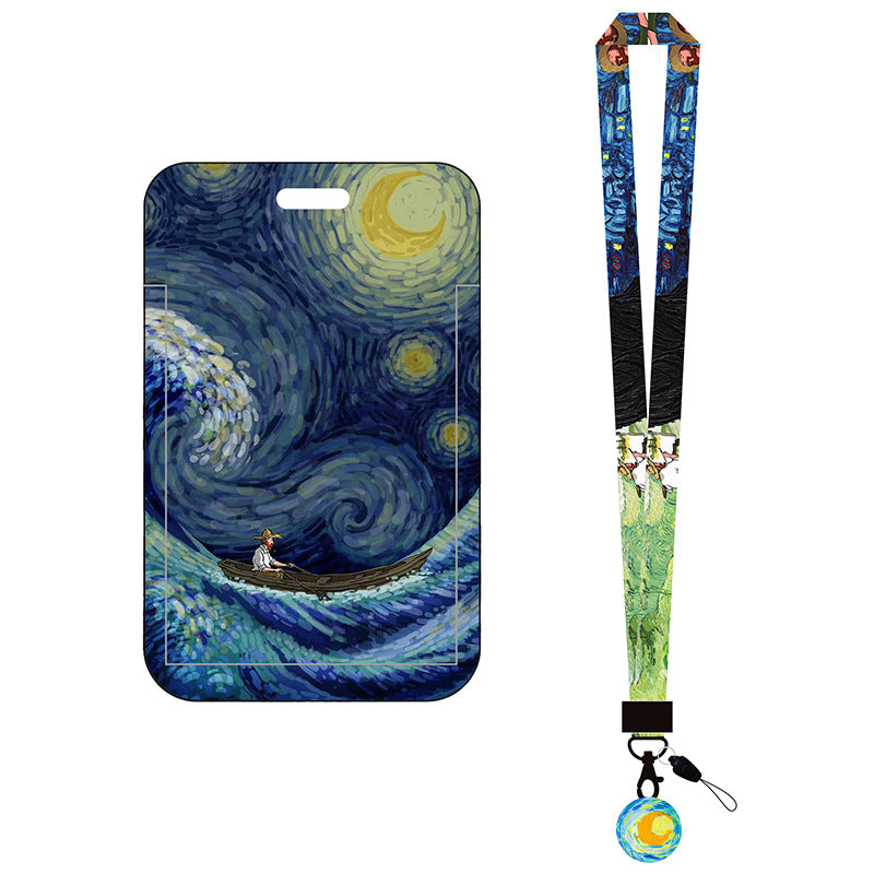 Van Gogh Oil Panting Series Card Holder With Neck Strap