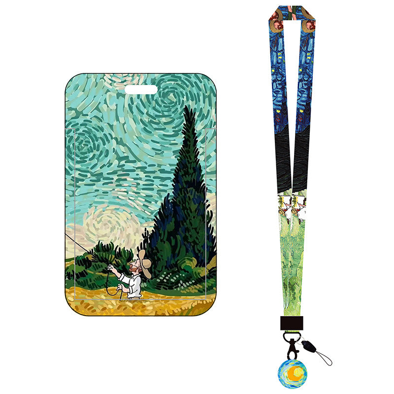 Van Gogh Oil Panting Series Card Holder With Neck Strap
