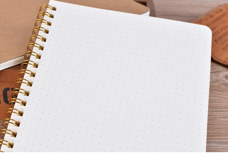 A5 Kraft Cover Grid/Dotted/Lined/Blank Spiral Notebook