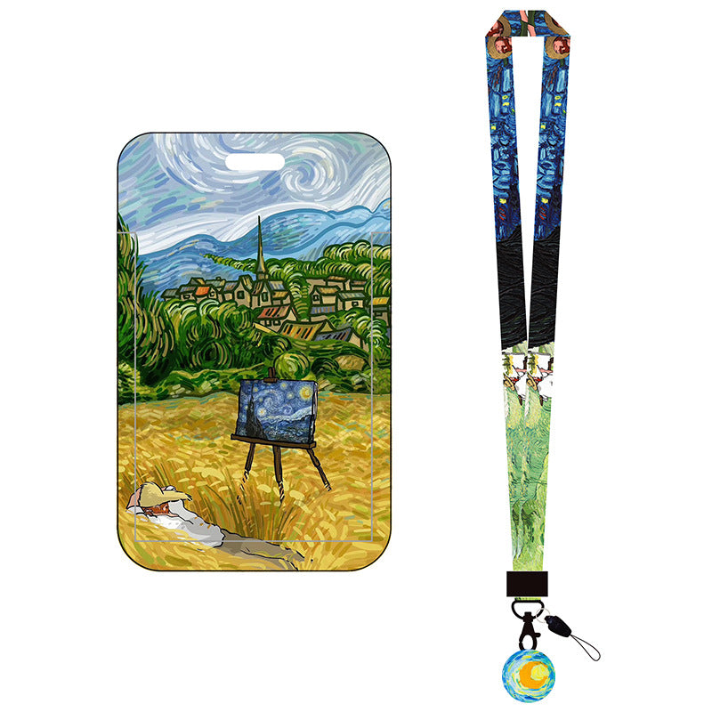 Van Gogh Oil Panting Series Card Holder With Neck Strap