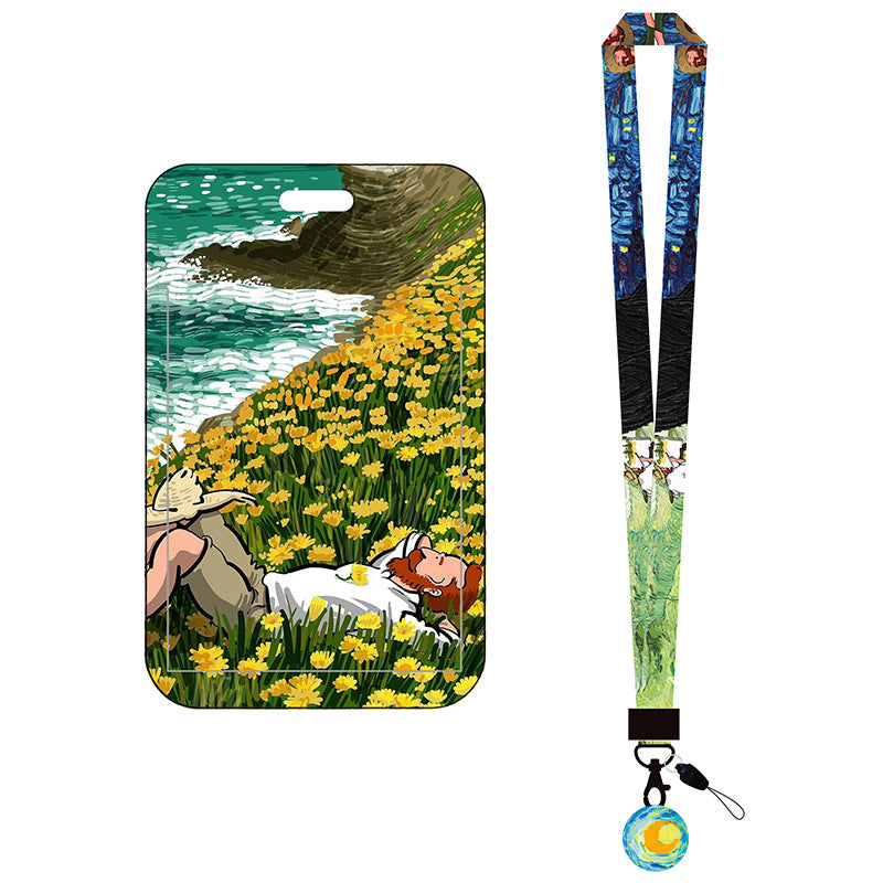 Van Gogh Oil Panting Series Card Holder With Neck Strap