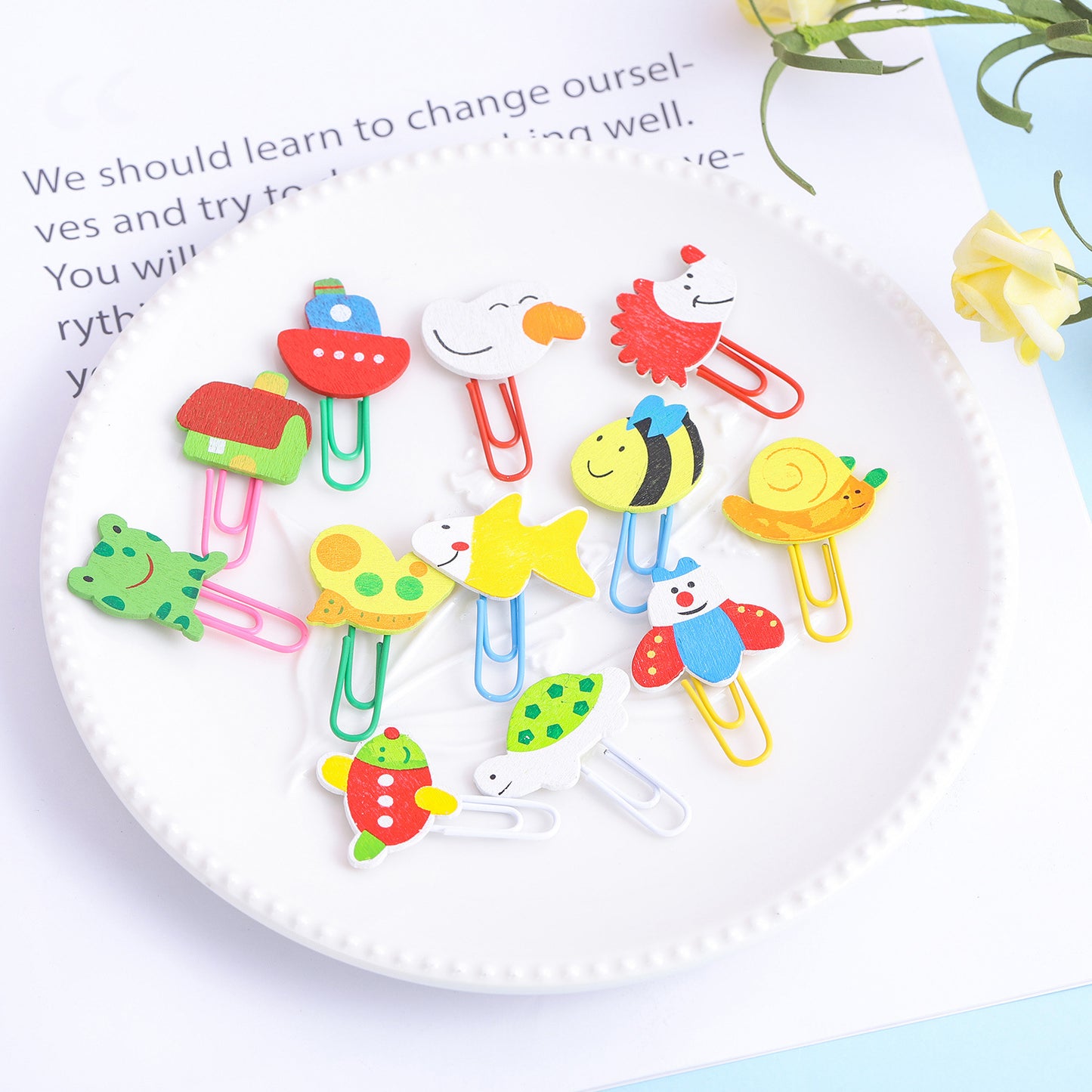 Animal Cartoon Painted Wooden 3D Paper Clip