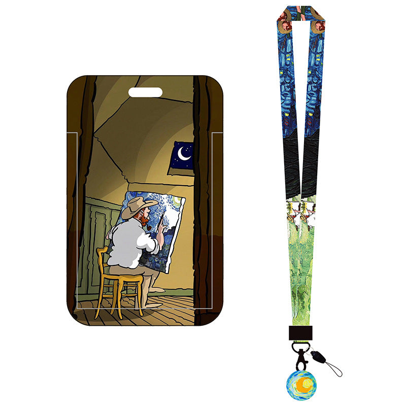 Van Gogh Oil Panting Series Card Holder With Neck Strap