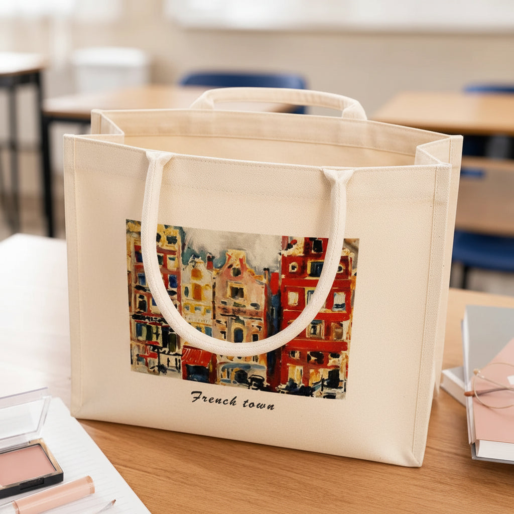 Oil Painting Series French Town Tote Bag