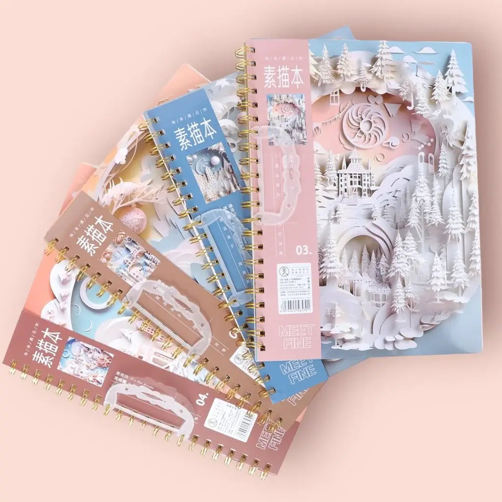 Oil Painting White Castle Series Gold Shell Sketchbook