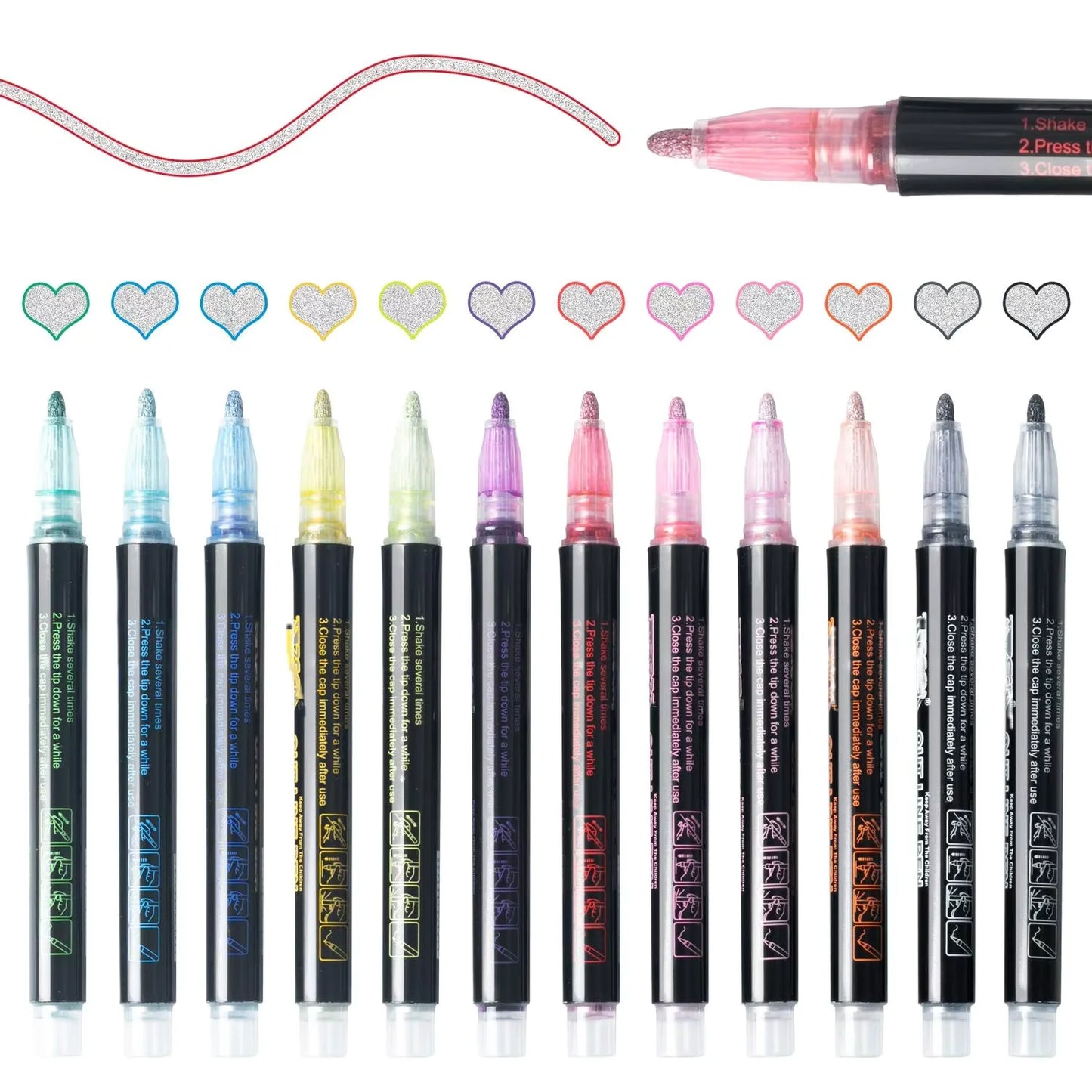 24Double Line Outliner Metallic Markers