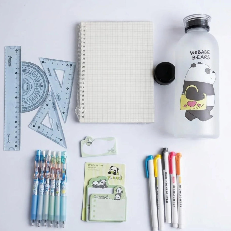Panda Stationery Deal with Water Bottle