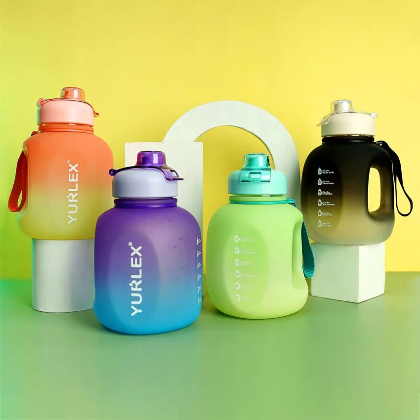 Portable Gradient Color Sports Water Bottle with Handle