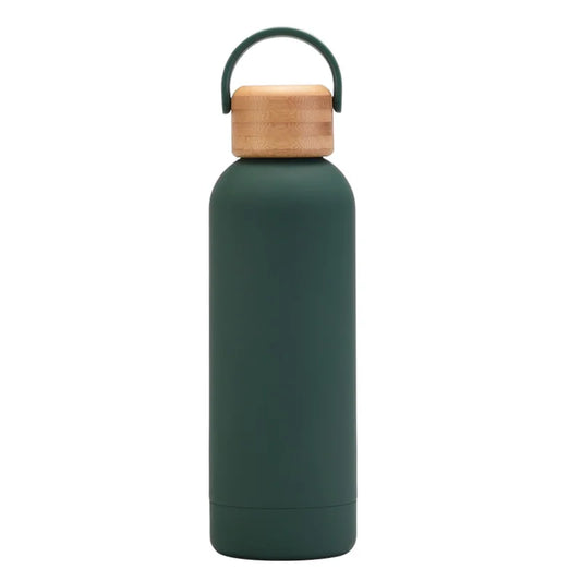 Color Coated Steel Thermos Bottle with Bamboo Lid
