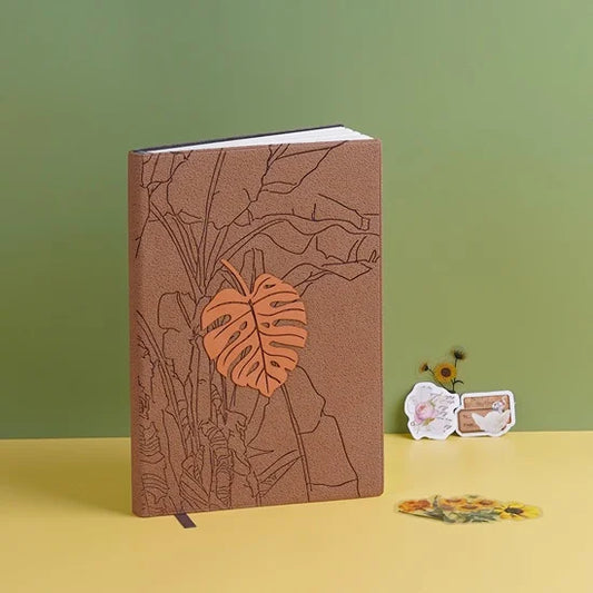 Engraved Leaves Textured Notebook Diary