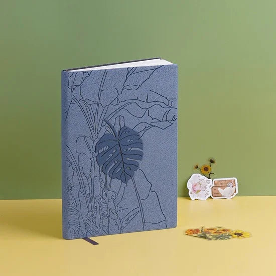 Engraved Leaves Textured Notebook Diary