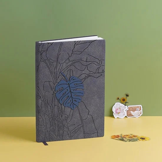 Engraved Leaves Textured Notebook Diary