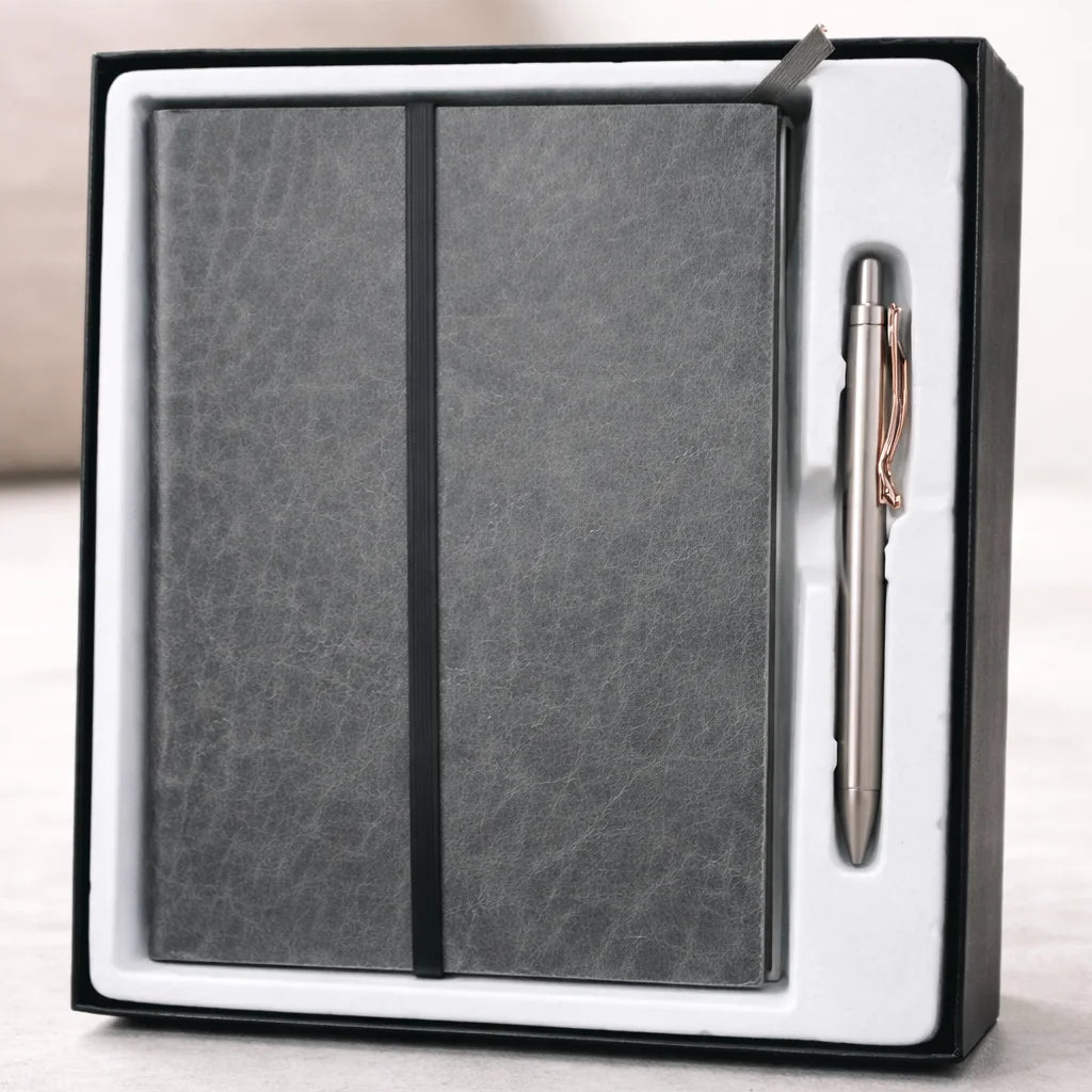 Premium Leather Notebook Gift Box with Metal Pen