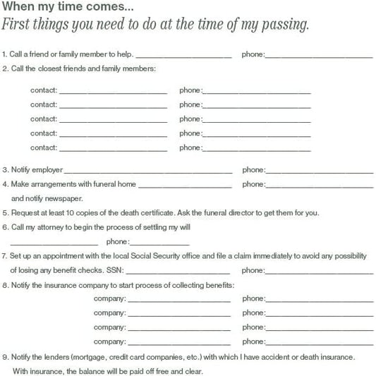 Putting Things In Order – To Help My Loved Ones When I’m Gone