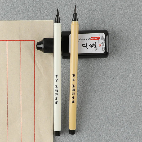 Regular Soft Caligraphy Brush Pen With Ink Pot