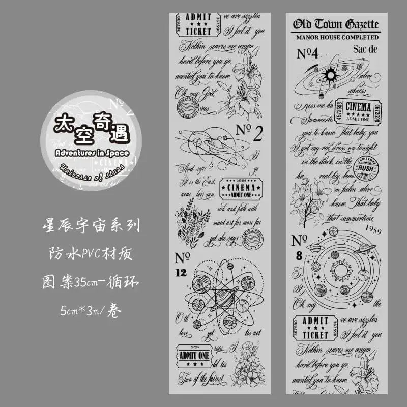 Retro English Star Universe Transparent Sticker Washi Tape