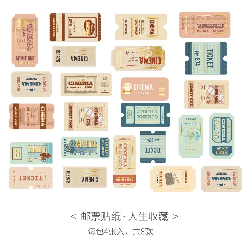 Ticket Collection Stamp Style Stickers