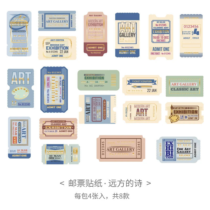 Retro Youth City Travel Notes Stamps Stickers