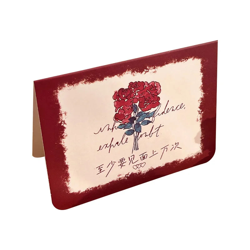 Romantic Rose Series Greeting Card with Postcard Envelope