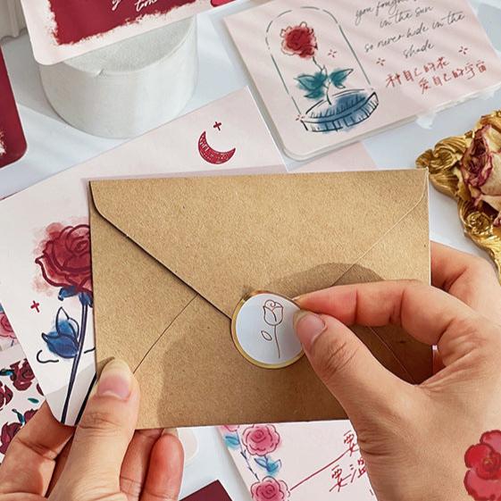 Romantic Rose Series Greeting Card with Postcard Envelope