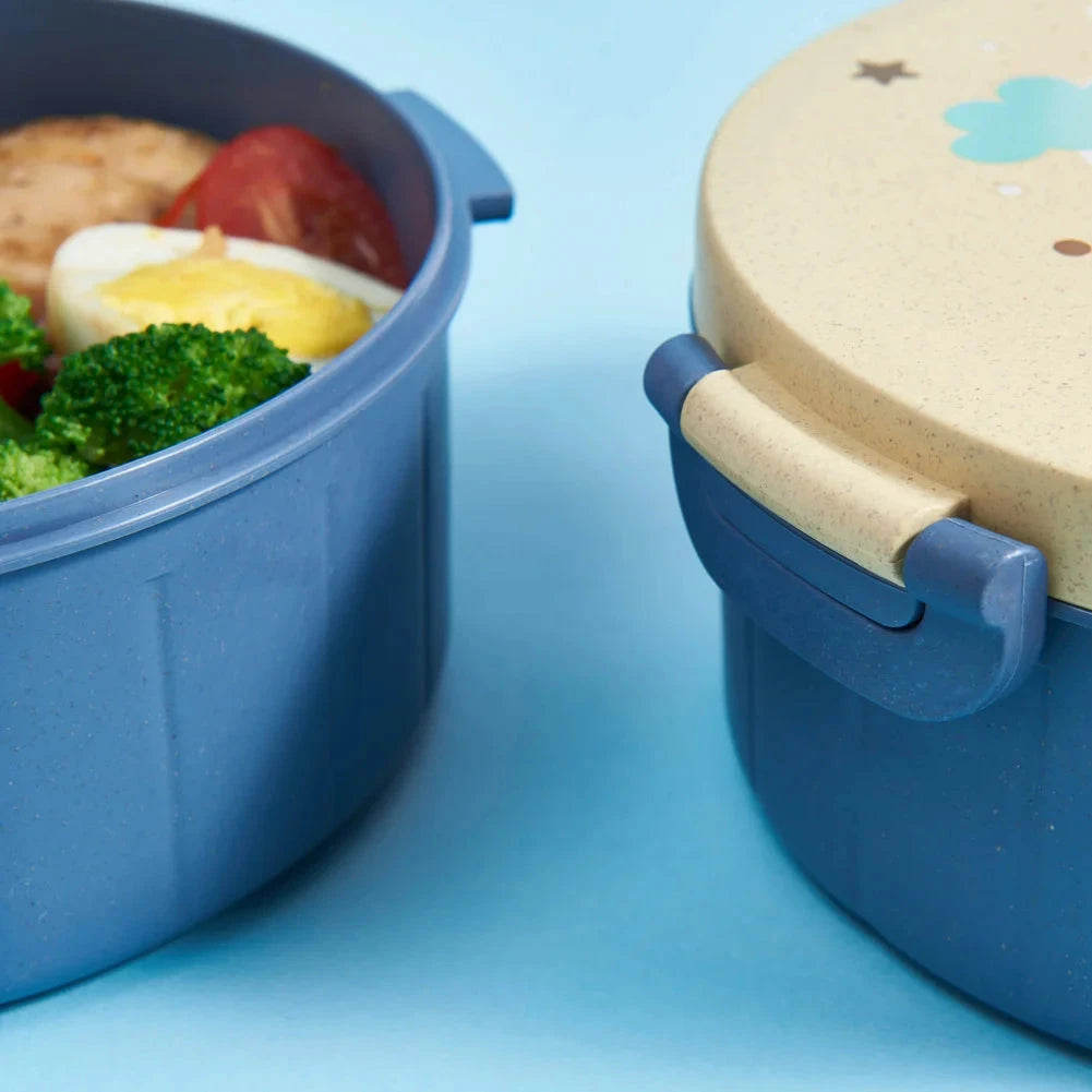 Round Cartoon Lunch Box with Multiple Compartments