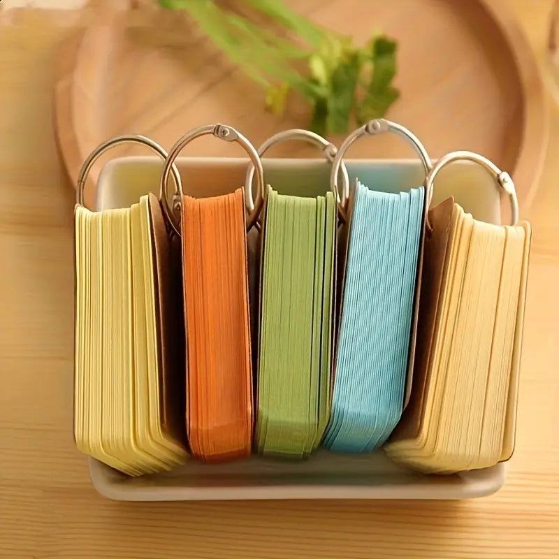 Assorted Color Flash Cards With Metal Binder Rings