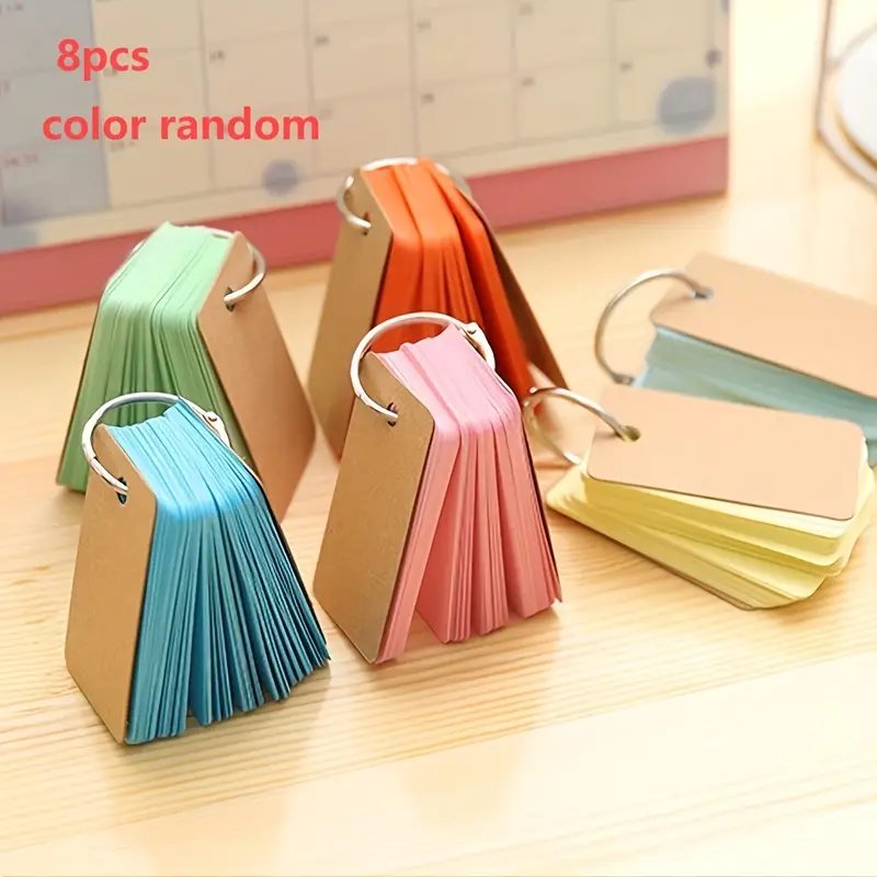Assorted Color Flash Cards With Metal Binder Rings