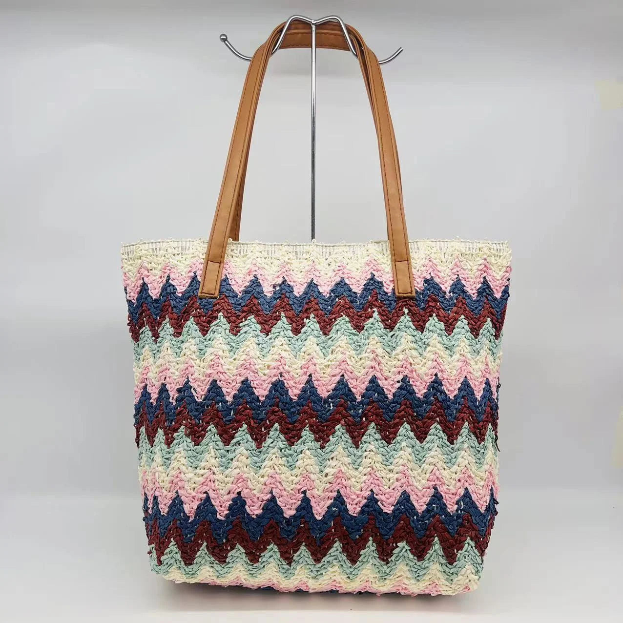 Spot wave Striped Straw Hand Bag and Shoulder Bag