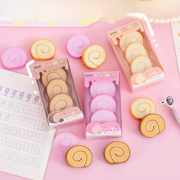 Swiss Roll Shaped Erasers Set of 3